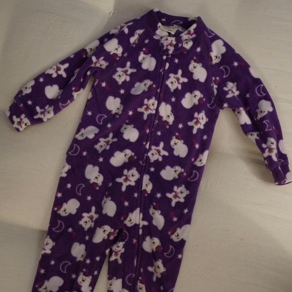 Girls Size 12mos Emma & Jack Purple 1-piece PJs - Picture 1 of 3